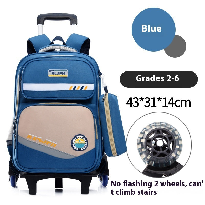 Portable Burden Alleviation Bull Wheel Trolley Schoolbag - Schoolbag Trolley That Pulls Your Burden Away