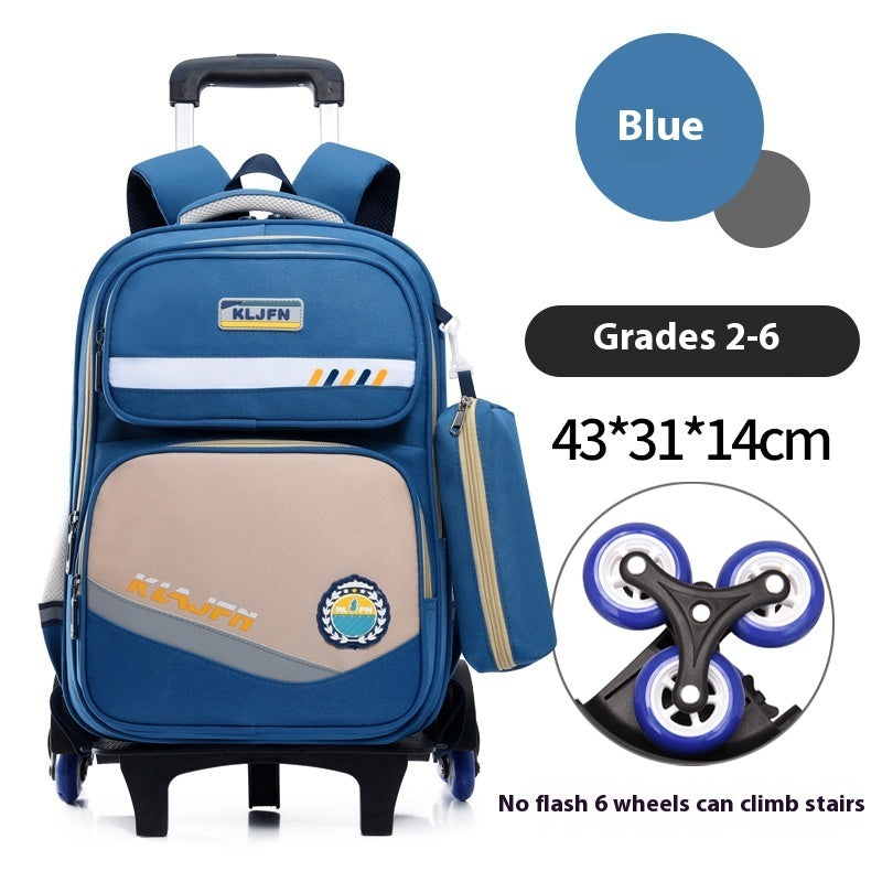 Portable Burden Alleviation Bull Wheel Trolley Schoolbag - Schoolbag Trolley That Pulls Your Burden Away