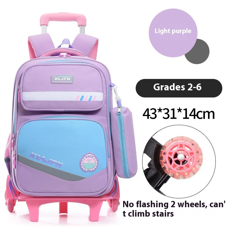 Portable Burden Alleviation Bull Wheel Trolley Schoolbag - Schoolbag Trolley That Pulls Your Burden Away