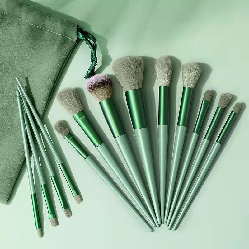 Portable Cloth Bag Makeup Brush Set with Hair and Long Handle - cloth bag portable hair makeup brush suit