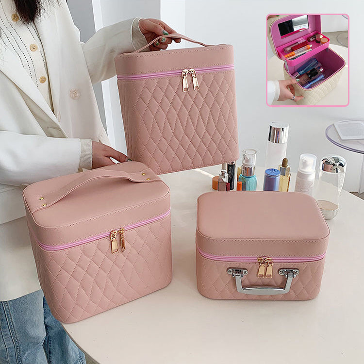 Portable Cosmetic Bag with Mirror Design Fashion and Urban Storage Pattern - Style portable cosmetic bag mirror design