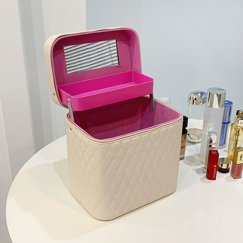Portable Cosmetic Bag with Mirror Design Fashion and Urban Storage Pattern - Style portable cosmetic bag mirror design