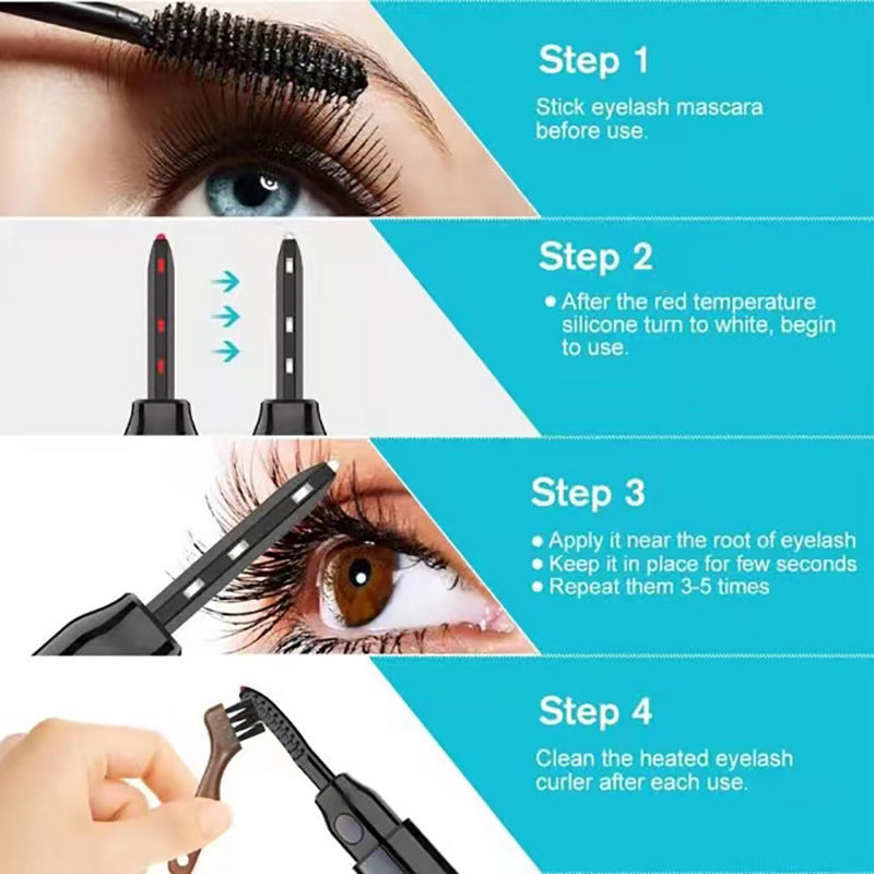 Portable Electric Heating Eyelash Curler with USB Rechargeable Battery - electric ironing eyelash curler usb portable