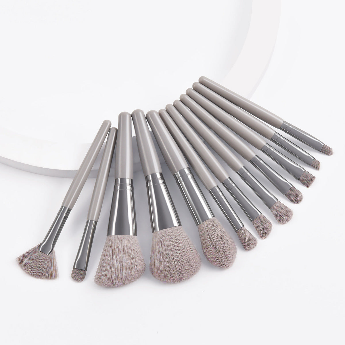 Portable Gray Makeup Brushes Set with Nylon Wool and Aluminum Tube - makeup brushes set beauty tools