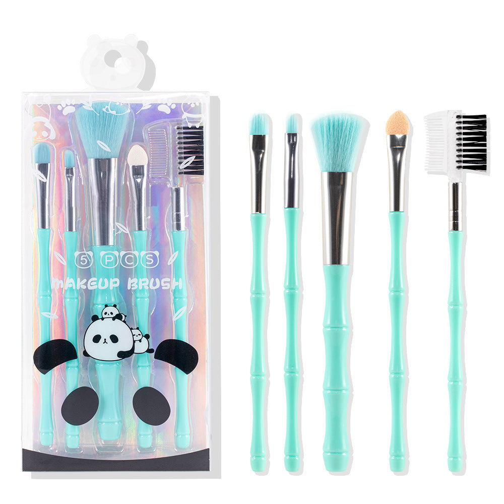 Portable Makeup Brush Set 5 pcs Beauty Tools in Pink Green Blue Yellow - beauty tools portable makeup brush