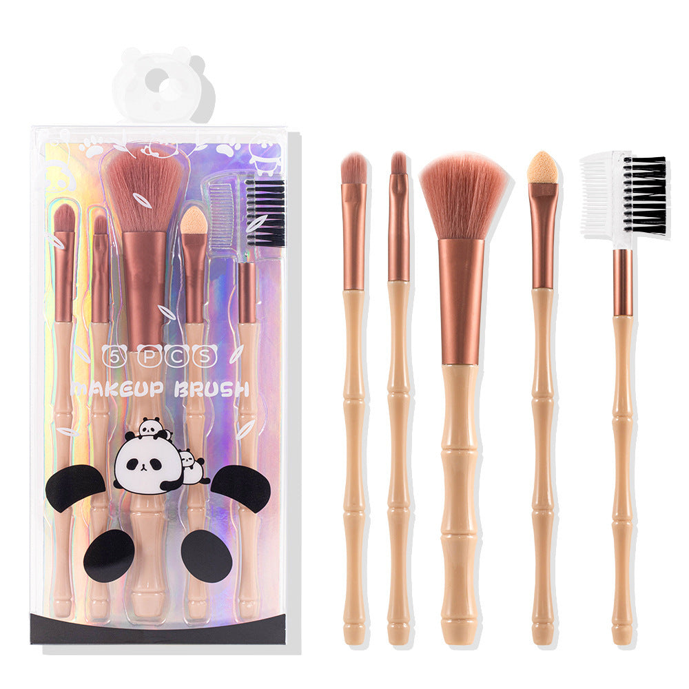 Portable Makeup Brush Set 5 pcs Beauty Tools in Pink Green Blue Yellow - beauty tools portable makeup brush
