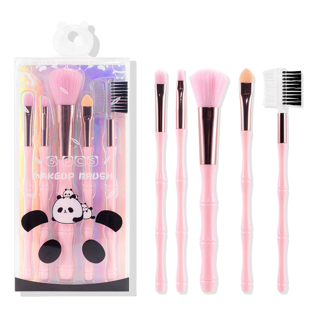 Portable Makeup Brush Set 5 pcs Beauty Tools in Pink Green Blue Yellow - beauty tools portable makeup brush
