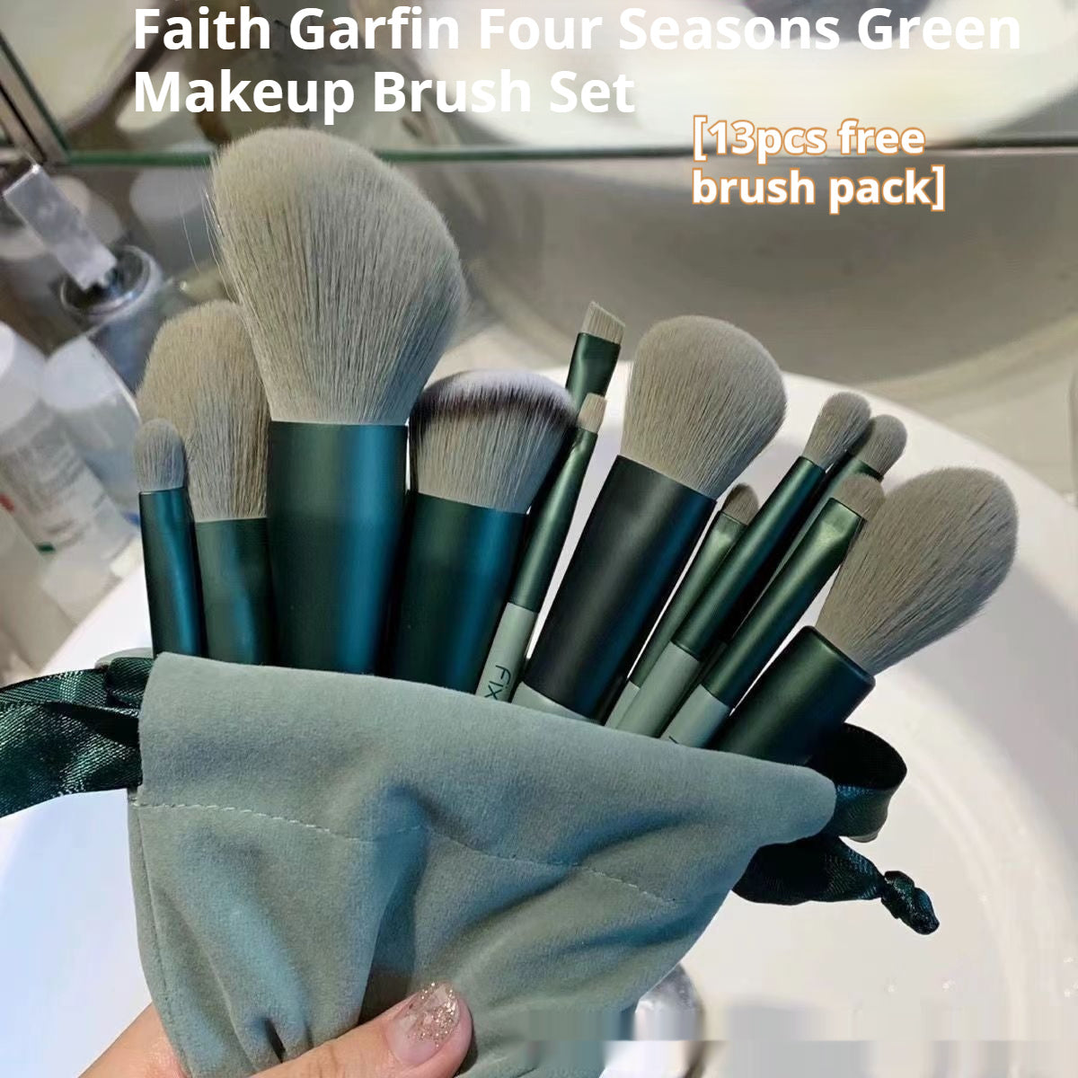 Portable Makeup Brush Set with Black Ribbon Bags and Color Options - Colors black ribbon bags makeup brush set portable
