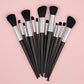 Portable Makeup Brush Set with Black Ribbon Bags and Color Options - Colors black ribbon bags makeup brush set portable