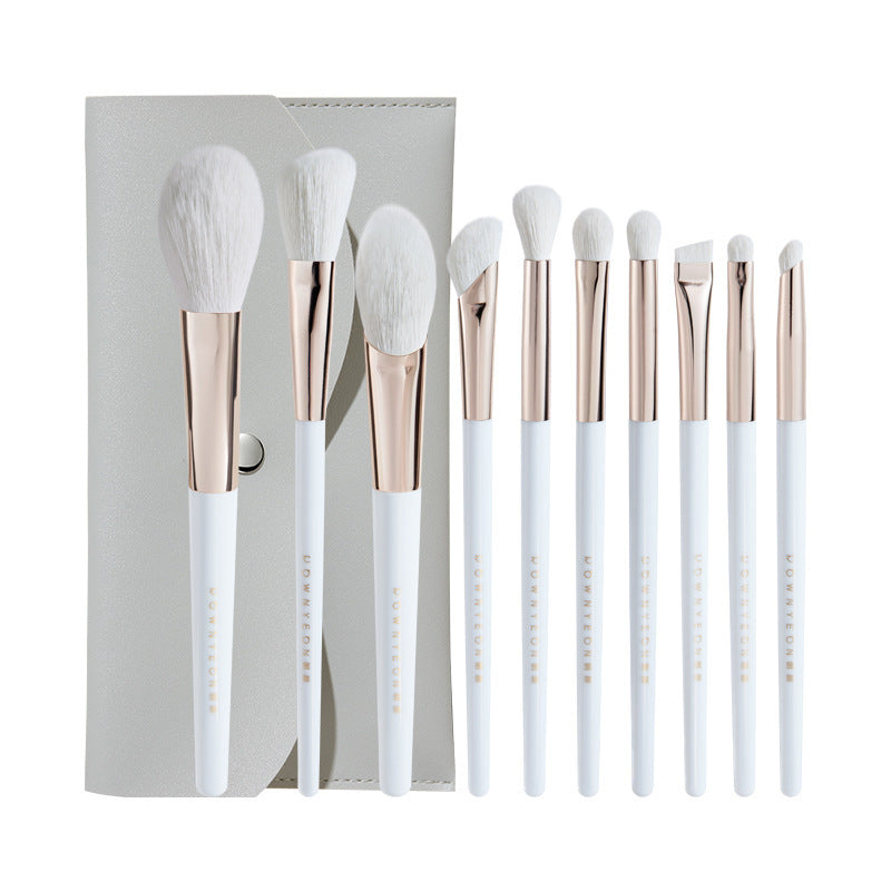 Portable Makeup Brush Set with Fiber Wool Handles 10 Pieces - Teleplus portable makeup brush sets fiber wool
