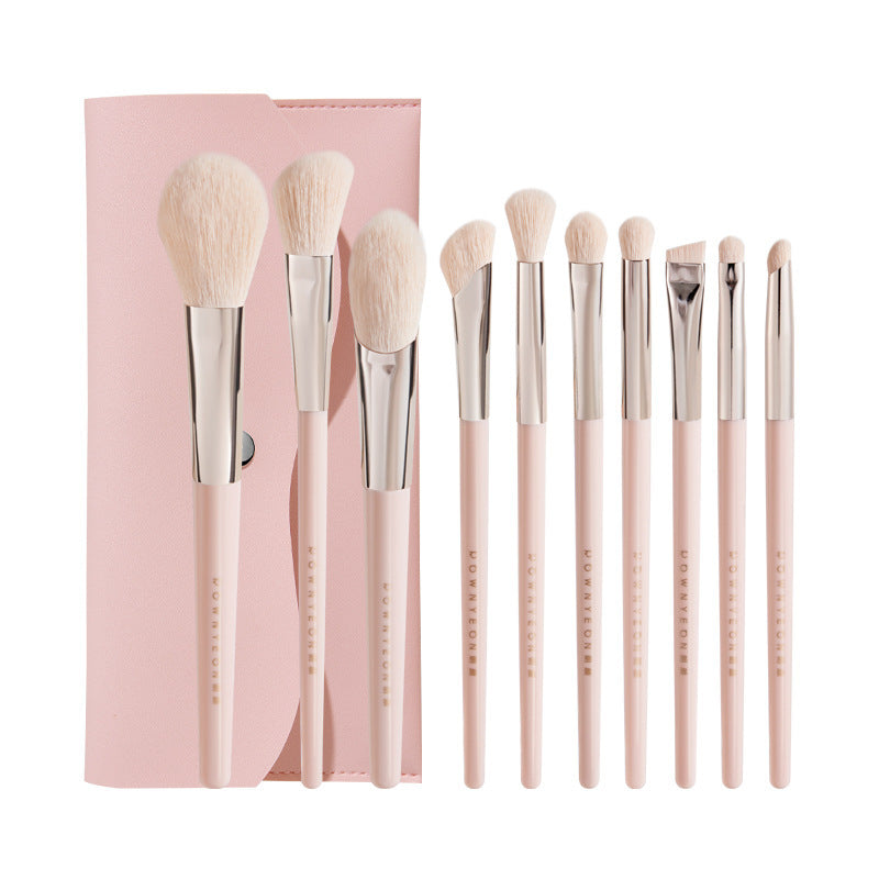 Portable Makeup Brush Set with Fiber Wool Handles 10 Pieces - Teleplus portable makeup brush sets fiber wool