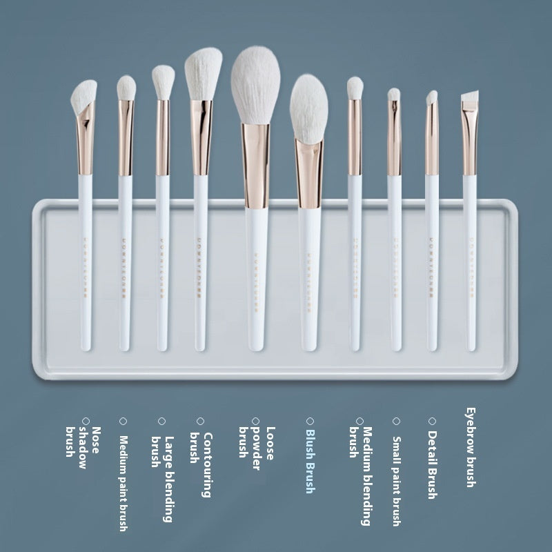 Portable Makeup Brush Set with Fiber Wool Handles 10 Pieces - Teleplus portable makeup brush sets fiber wool