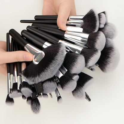 Portable Makeup Brush Set with Wooden Handle and Wool Hair for Application - Teleplus animal hair makeup brush