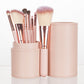 Portable Mini Makeup Brush Set with 7 Brushes and Storage Bucket - makeup brushes portable mini