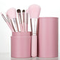 Portable Mini Makeup Brush Set with 7 Brushes and Storage Bucket - makeup brushes portable mini
