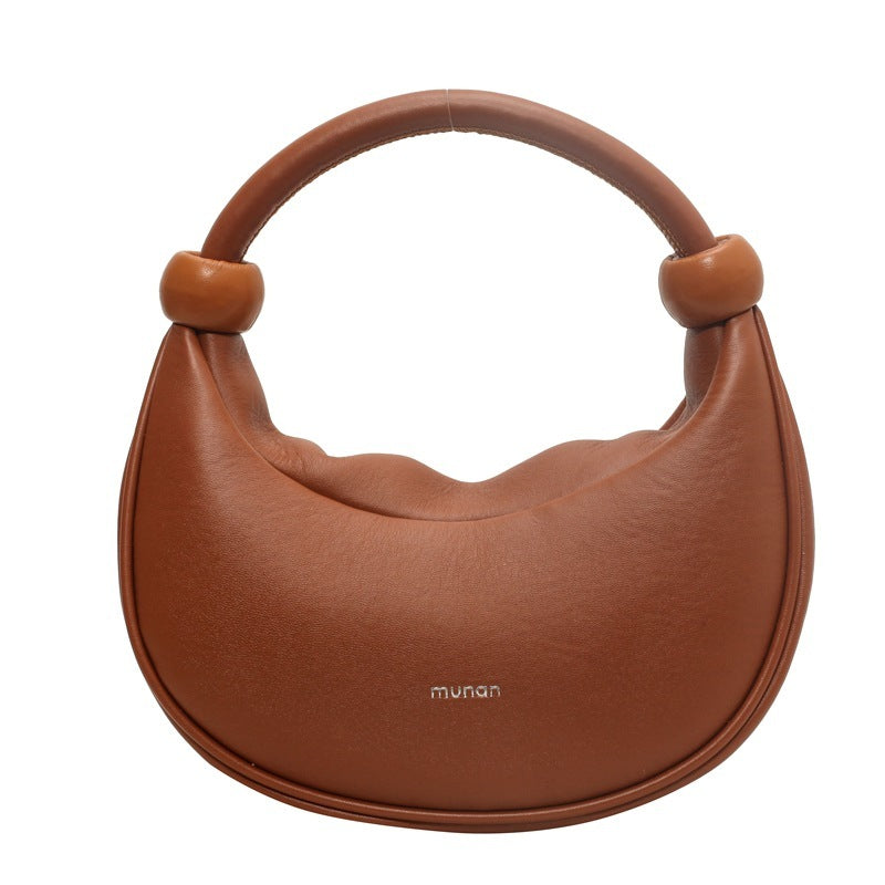 Portable Moon Bag with Soft Leather Shoulder Messenger Design - shoulder messenger soft leather portable moon bag