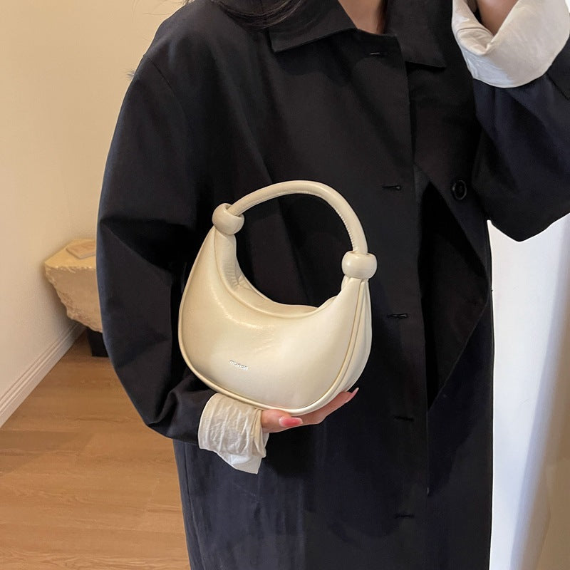 Portable Moon Bag with Soft Leather Shoulder Messenger Design - shoulder messenger soft leather portable moon bag