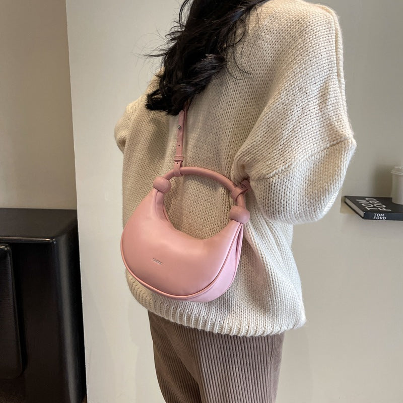 Portable Moon Bag with Soft Leather Shoulder Messenger Design - shoulder messenger soft leather portable moon bag