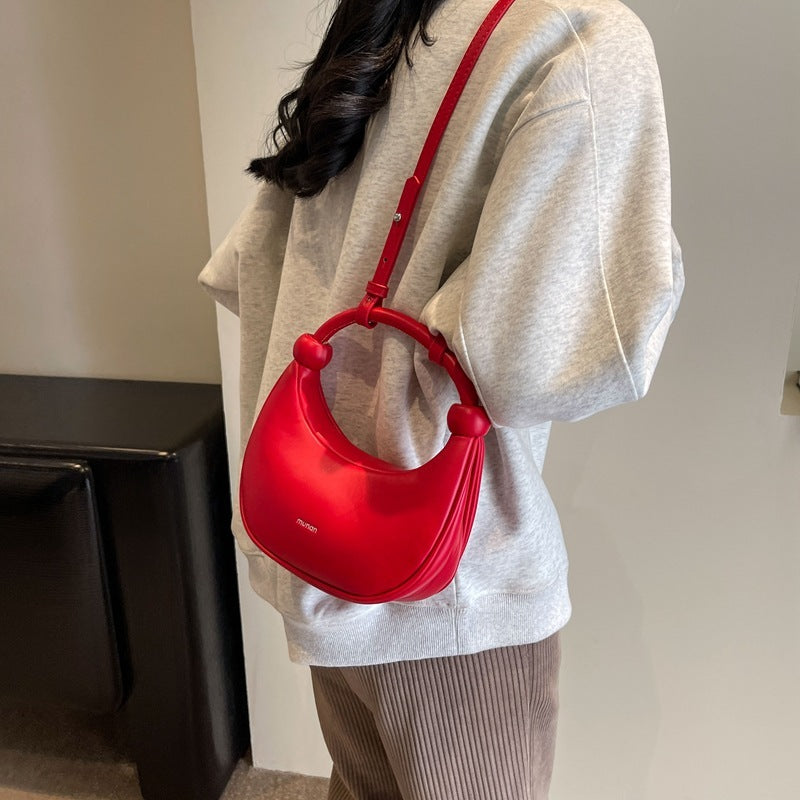 Portable Moon Bag with Soft Leather Shoulder Messenger Design - shoulder messenger soft leather portable moon bag