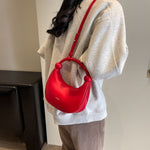 Portable Moon Bag with Soft Leather Shoulder Messenger Design - shoulder messenger soft leather portable moon bag