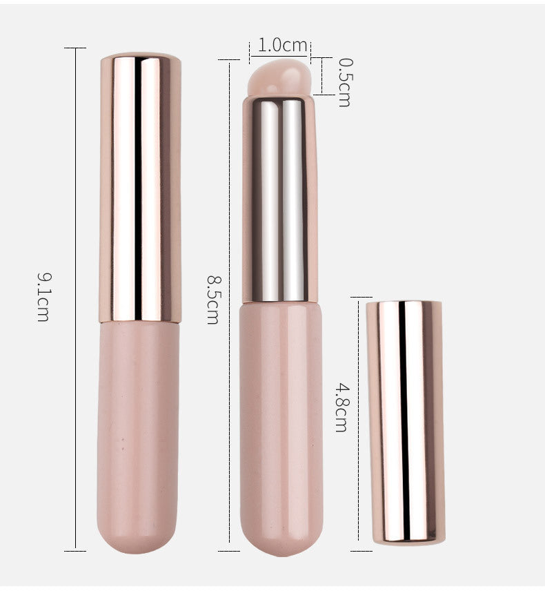 Portable Round Head Silicone Lip Brush with Handle and Lidded Design - Teleplus portable round head silicone lip brush