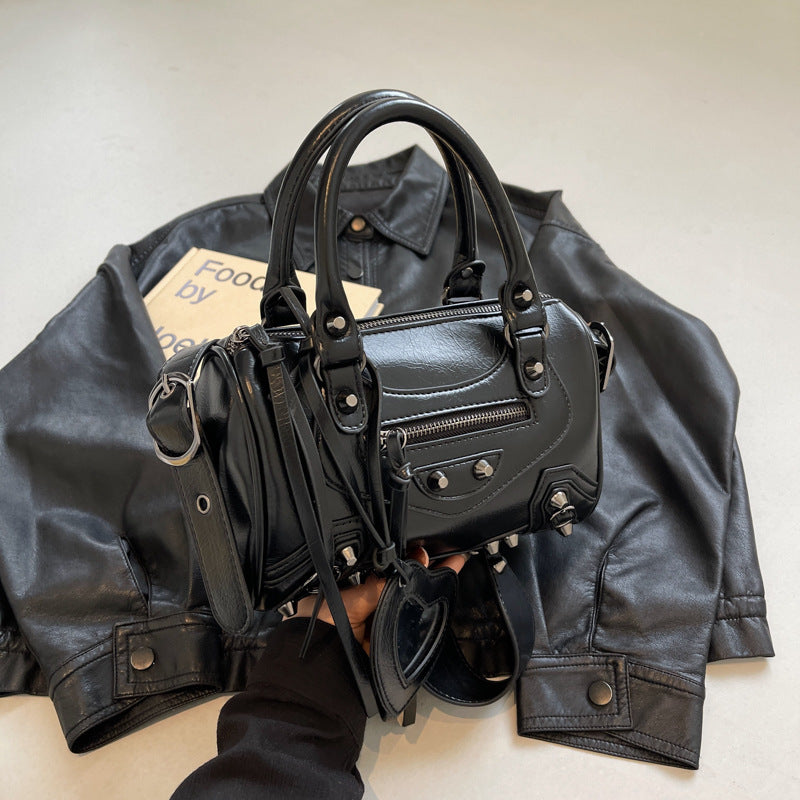 Portable Tassel Rivet Shoulder Underarm Pillow Bag in Multiple Colors - Teleplus portable tassel rivet shoulder