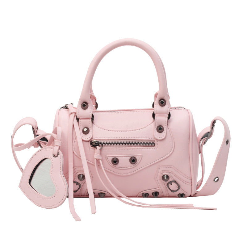 Portable Tassel Rivet Shoulder Underarm Pillow Bag in Multiple Colors - Teleplus portable tassel rivet shoulder