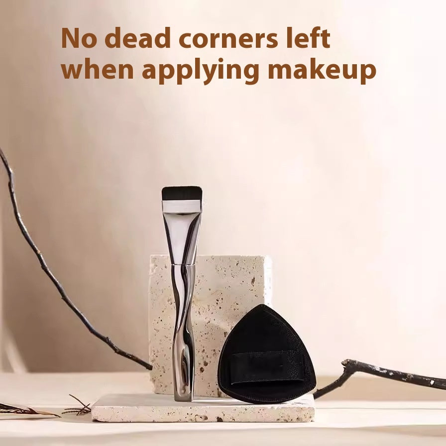 Powder Foundation Brush Set with Synthetic Fibers and Protective Bag - Teleplus powder foundation brush bag make-up