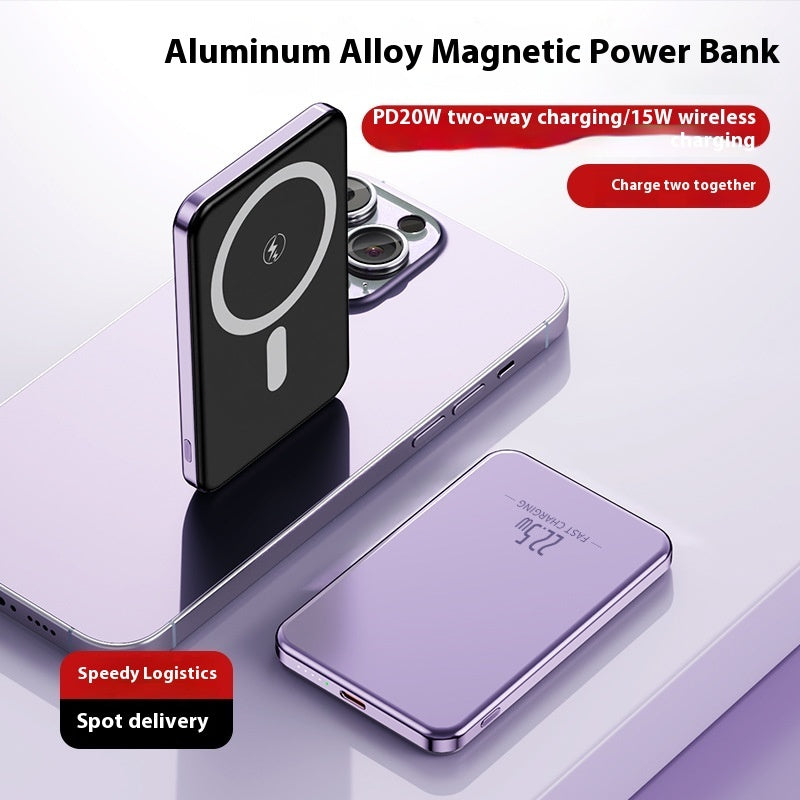 Power Bank Alloy Shell Magnetic Battery Pack in Black Gun Gray and Purple - Teleplus power bank alloy shell magnetic