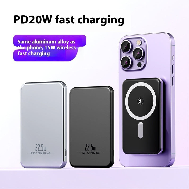 Power Bank Alloy Shell Magnetic Battery Pack in Black Gun Gray and Purple - Teleplus power bank alloy shell magnetic