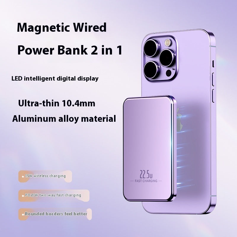Power Bank Alloy Shell Magnetic Battery Pack in Black Gun Gray and Purple - Teleplus power bank alloy shell magnetic