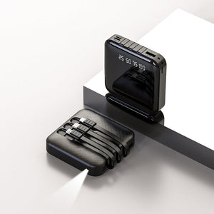 United States Power Bank with Mirror Three-Wire Design and High Capacity - With Data Cable for Convenient Charging