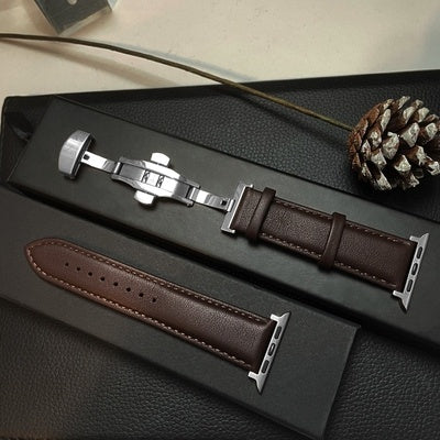 Premium Business Watchband with Line Bow Buckle Options in Black and Light Brown - for Classy Time line bow buckle