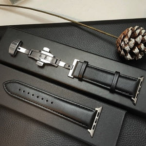 Premium Business Watchband with Line Bow Buckle Options in Black and Light Brown - for Classy Time line bow buckle