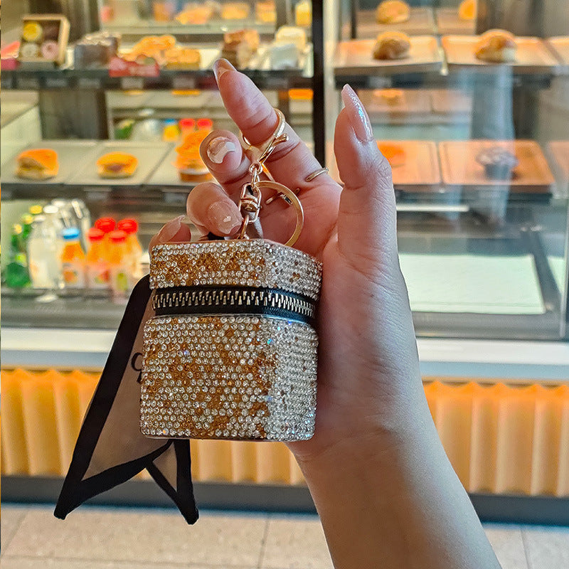 Premium Diamond Cylinder Coin Purse in Various Colors for United States Buyers - Chic White All Styles united states