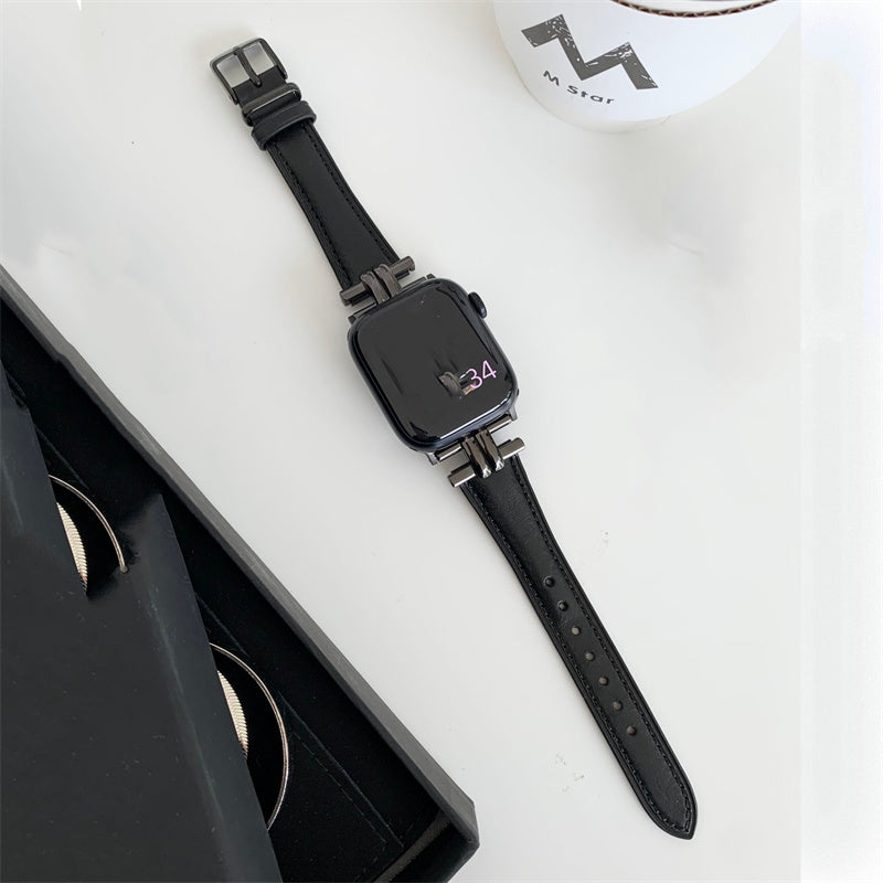 Premium Metal Stitching Leather Vintage Strap - Premium Metal Stitching Leather Watch Strap for Apple