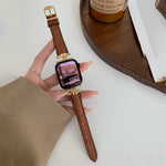 Premium Metal Stitching Leather Vintage Strap - Premium Metal Stitching Leather Watch Strap for Apple