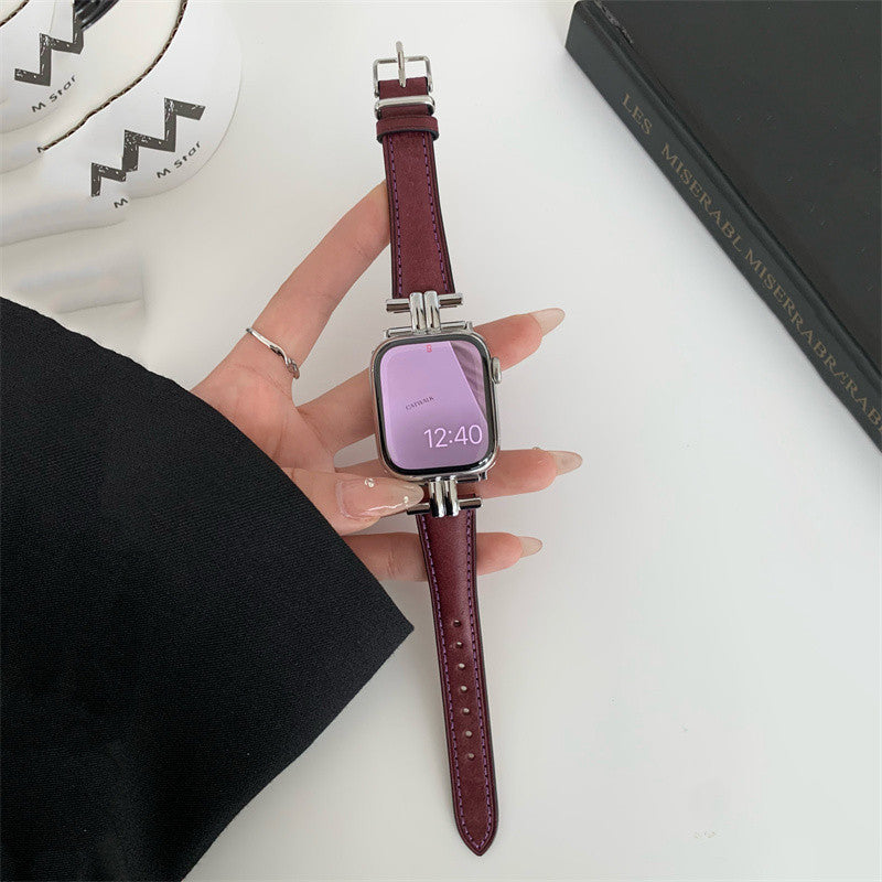 Premium Metal Stitching Leather Vintage Strap - Premium Metal Stitching Leather Watch Strap for Apple