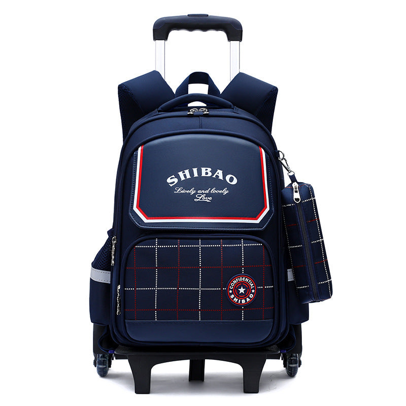 Primary School Children Burden-relieving Backpack Dual-use - Relieve Back Pain with a Stylish Navy Blue Handbag