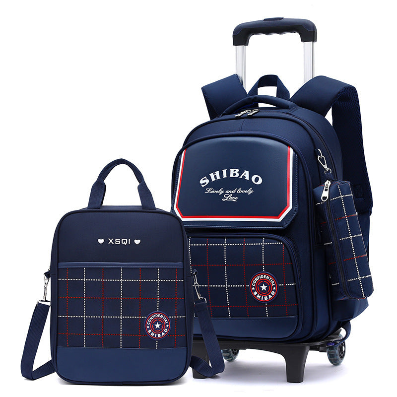 Primary School Children Burden-relieving Backpack Dual-use - Relieve Back Pain with a Stylish Navy Blue Handbag