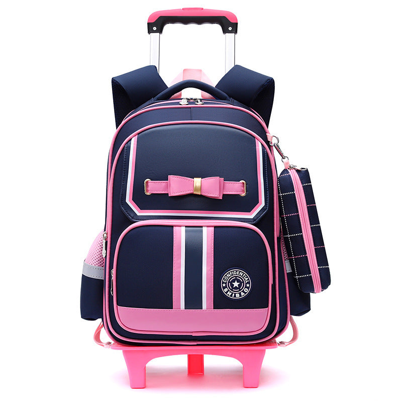 Primary School Children Burden-relieving Backpack Dual-use - Relieve Back Pain with a Stylish Navy Blue Handbag