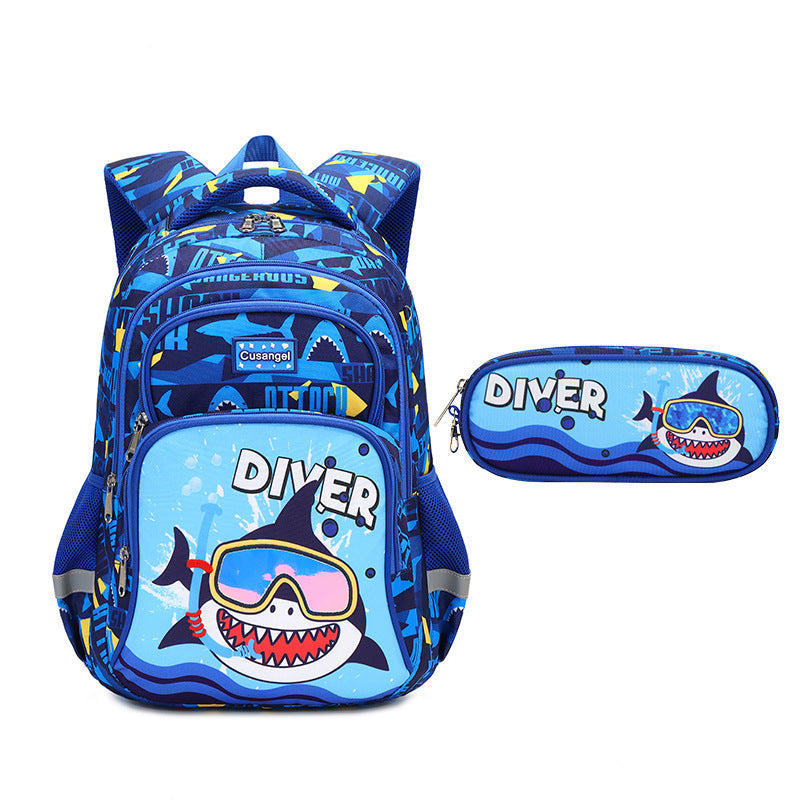 Primary School Student Schoolbag Boys Stylish And Lightweight Grade 1-3 Children Backpack - Stylish Schoolbag for Dino