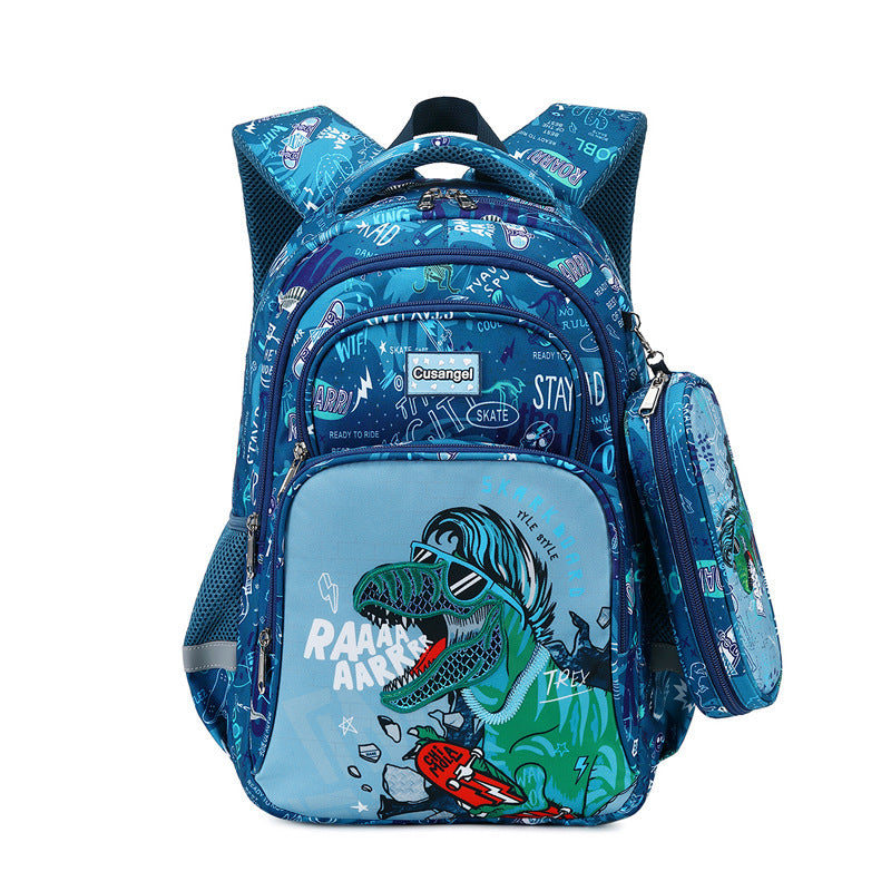 Primary School Student Schoolbag Boys Stylish And Lightweight Grade 1-3 Children Backpack - Stylish Schoolbag for Dino