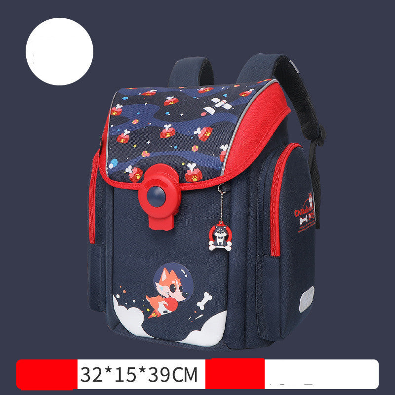 Primary School Students Backpack With Magnetic Buckle And Ridge Protection - Backpack for Genius Kids