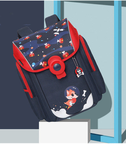 Primary School Students Backpack With Magnetic Buckle And Ridge Protection - Backpack for Genius Kids