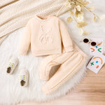 Printed Bear Pullover Sweater Pleated Trousers Sports Suit - Bear-y Cozy Sweater Trousers for Tiny Trendsetters