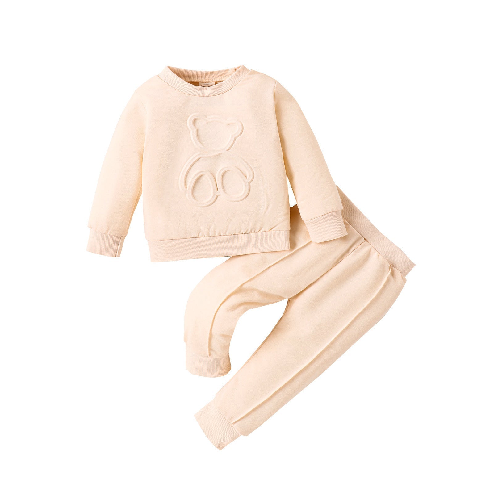 Printed Bear Pullover Sweater Pleated Trousers Sports Suit - Bear-y Cozy Sweater Trousers for Tiny Trendsetters