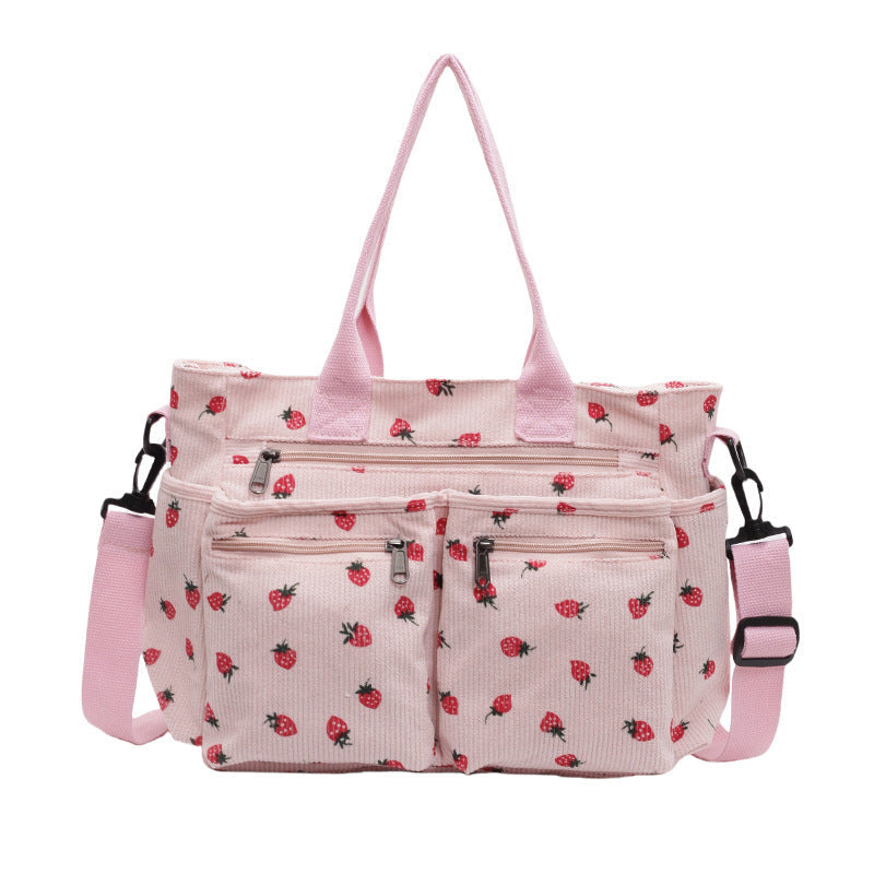 Printed Cherry Shoulder Messenger Bag with Oxford Cloth and Multiple Colors - Teleplus in shoulder messenger bag