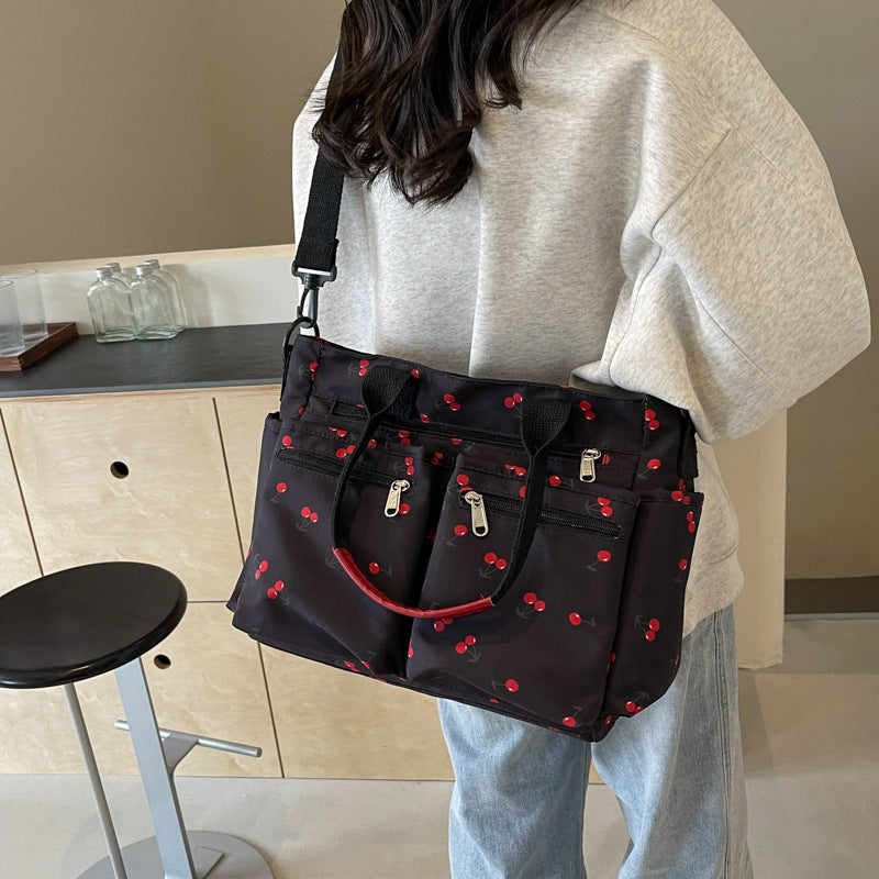 Printed Cherry Shoulder Messenger Bag with Oxford Cloth and Multiple Colors - Teleplus in shoulder messenger bag