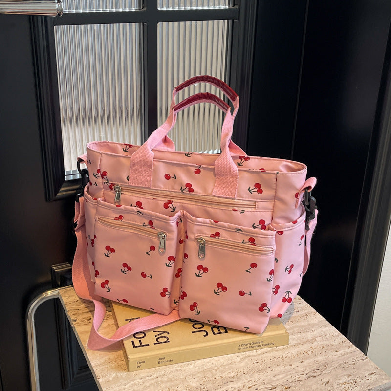 Printed Cherry Shoulder Messenger Bag with Oxford Cloth and Multiple Colors - Teleplus in shoulder messenger bag